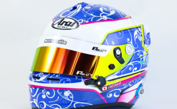 Helmet design wrapping Arai GP6S Cheska Hentona Helmet sticker design wrapping