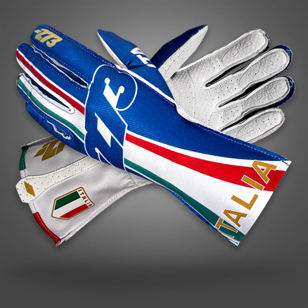 -273 ITALIA Type-4 Blue/Tricolore (イタリア国旗) 外縫い レーシンググローブ レーシングカート・走行会用グローブ MY2025 SUMMER