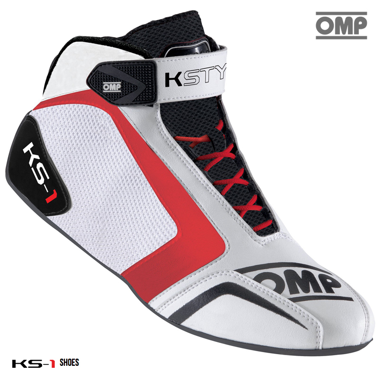 OMP KS-1 SHOES ホワイト×ブラック×レッド 41サイズ レーシング