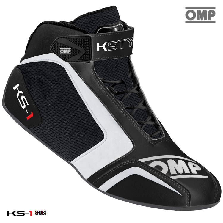 OMP KS1R 41シューズ　レーシングカート OMP KS-1 SHOES ブラック×ホワイト×グレー 41サイズ レーシング