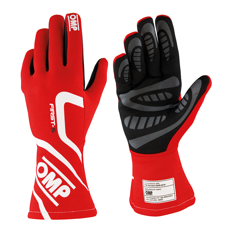 OMP FIRST-S GLOVES レッド RED XSサイズ FIA 8856-2018