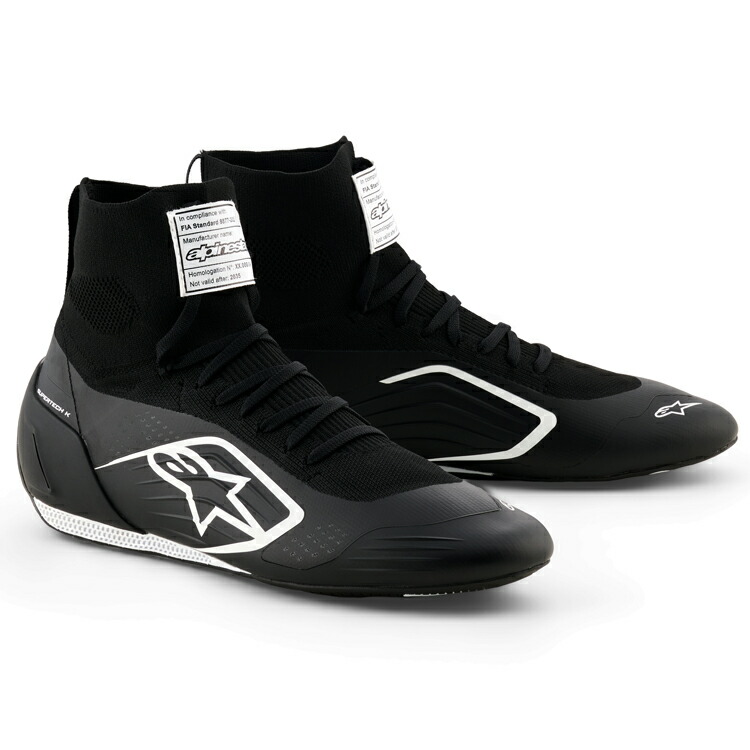 2026 NEW MODEL アルパインスターズ SUPERTECH-K SHOES FIA ブラック×ホワイト(12) レーシングシューズ FIA8877-2022公認モデル レーシングカート・走行会用 (2710526-12) MY2026