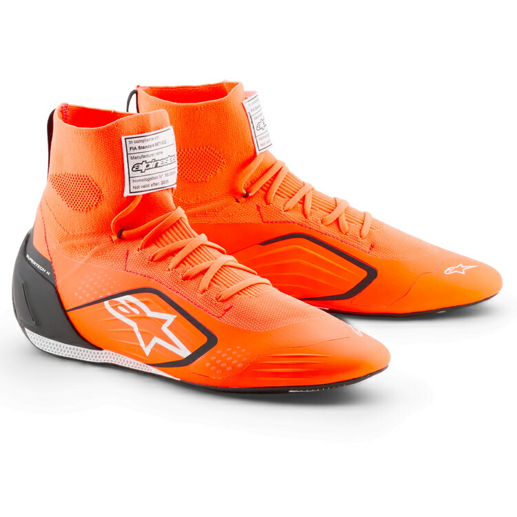 2026 NEW MODEL アルパインスターズ SUPERTECH-K SHOES FIA オレンジ×ブラック×ホワイト(4512) レーシングシューズ FIA8877-2022公認モデル レーシングカート・走行会用 (2710526-4512) MY2026