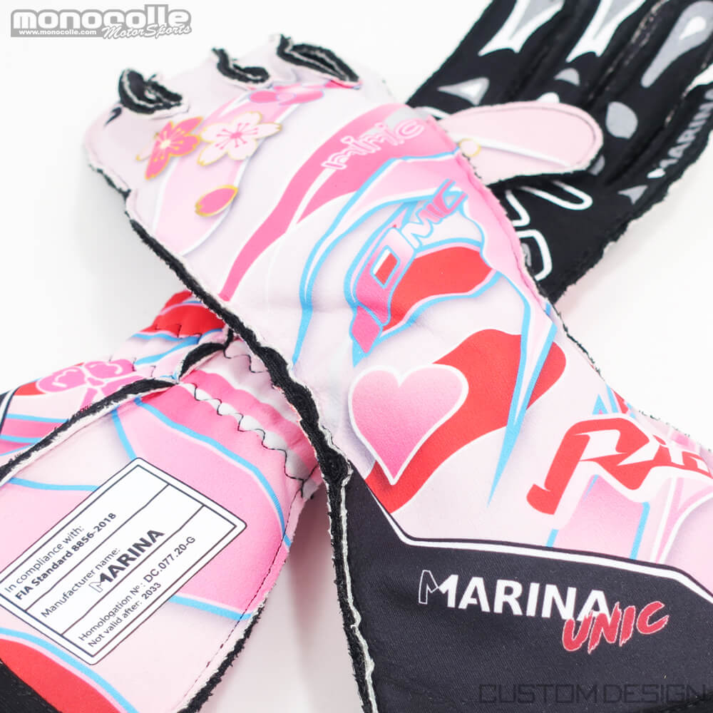 monocolle Marina racing glove FIA8856-2018 Dr Dry FIA F4 PINK